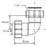 McAlpine 32FS-WH Отвод на 90' 1 1/4" х 32мм, компрес.