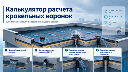 Онлайн-калькулятор расчета кровельных воронок для плоской кровли