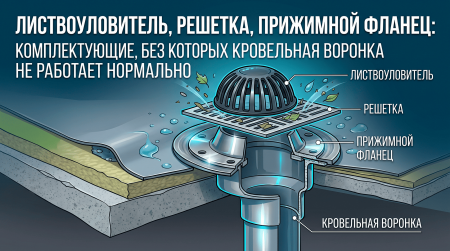 Комплектующие кровельной воронки: что действительно влияет на надежность узла
