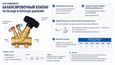 Как подобрать балансировочный клапан по расходу и перепаду давления