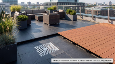 Воронка для эксплуатируемой кровли: чем отличается от обычной Воронка для эксплуатируемой кровли: чем отличается от обычной