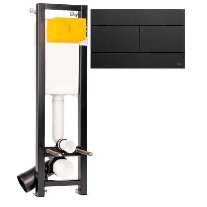Инсталляция для унитаза  узкая 30см Quadra Total Black с клавишей Slim черный матовый 886667+886040