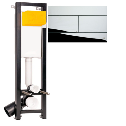 Инсталляция для унитаза  узкая 30см Quadra Total Black с клавишей Slim хром 886667+659044