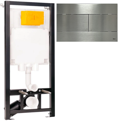 Инсталляция для унитаза OLI 80 с кнопкой SLIM INOX никель 886914+057141 — 886914+057141