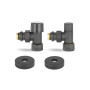 Комплект радиаторных клапанов №1 VMDV10, 1/2" x 3/4"EK, угловой, черный Varmega Design VMDV10-210415