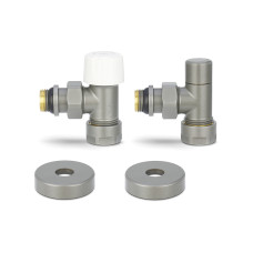 Комплект радиаторных клапанов №1 VMDV10, 1/2" x 3/4"EK, угловой, серый Varmega Design VMDV10-310415