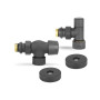 Комплект радиаторных клапанов №3 VMDV12, 1/2" x 3/4"EK, осевой, черный Varmega Design VMDV12-210415