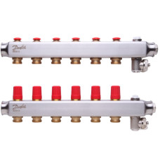 Коллекторная группа SSM-6 Danfoss, 6 контуров, для радиаторного и напольного отопления 088U0806 нерж. сталь
