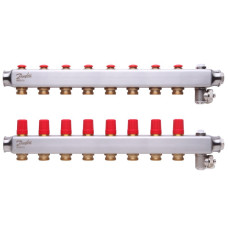 Коллекторная группа SSM-8 Danfoss, 8 контуров, для радиаторного и напольного отопления 088U0808 нерж. сталь