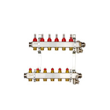 Коллекторная группа SSM-2F-6 Danfoss, 6 контуров, для водяных теплых полов, с расходомерами, кронштейнами и воздухоотводчиками 088U0956
