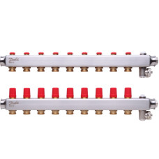 Коллекторная группа SSM-9 Danfoss, 9 контуров, для радиаторного и напольного отопления 088U0809 нерж. сталь