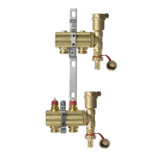 Коллекторная группа FHF-2 set Danfoss, 2 контура, с кронштейнами и воздухоотводчиками 088U0702 2 коллектора