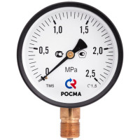 Манометр Росма ТМ-510 P.00 100/25 (1/2", 0-25 бар, 1,5) радиальный | 00000007303