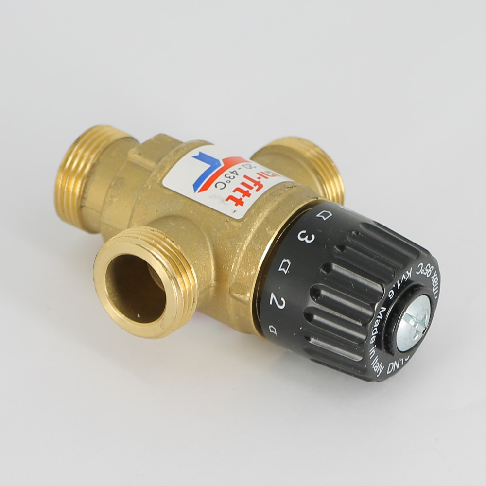 Клапан термосмесительный UNI-FITT 3/4" 20-43°С, Kvs 1,6 смешение боковое | 351G0130