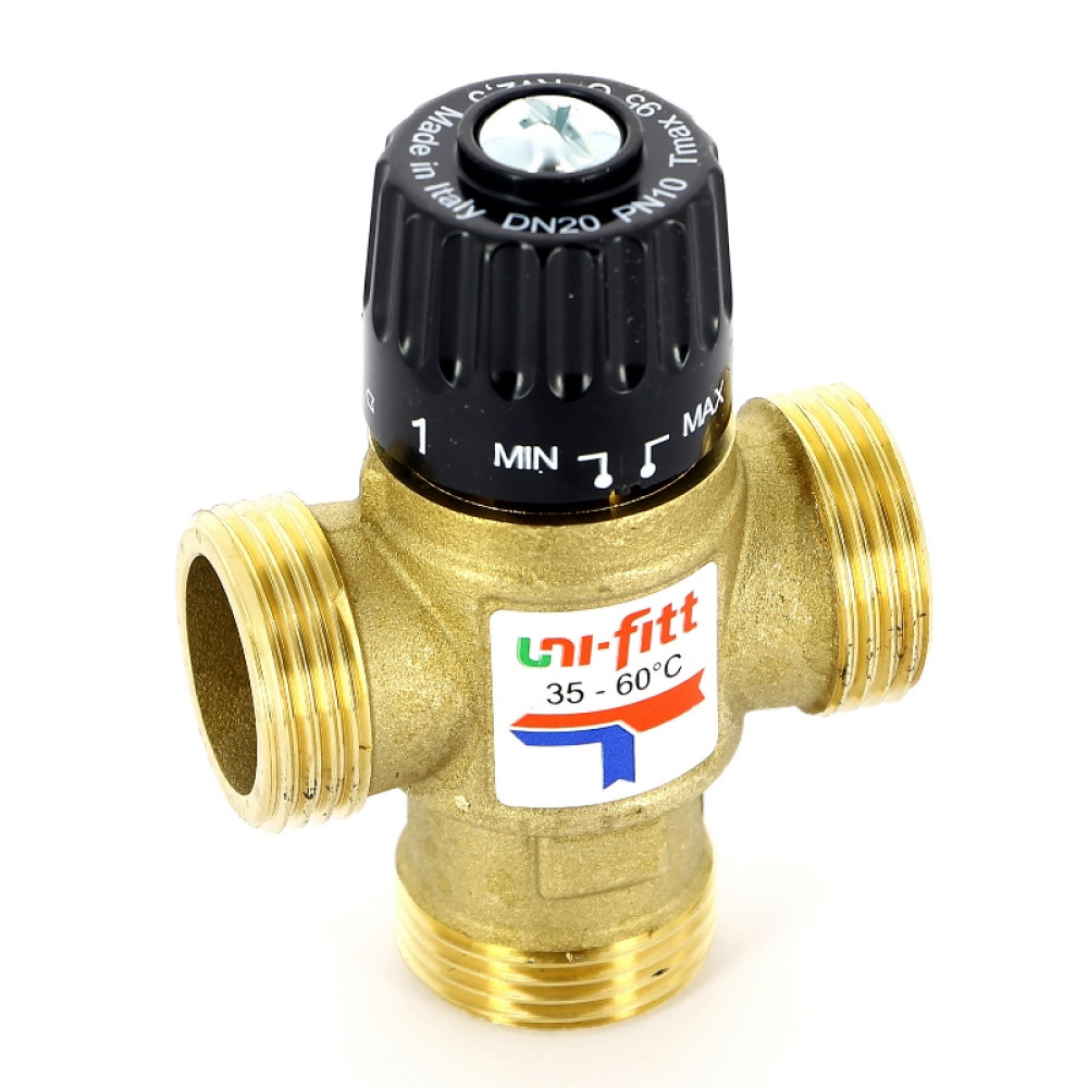 Клапан термосмесительный UNI-FITT 1" 35-60°С, Kvs 2,5 смешение боковое | 351G3540
