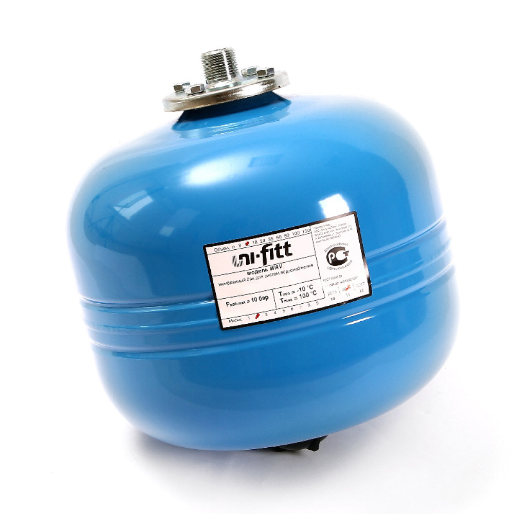 Гидроаккумулятор WAV для водоснабжения вертикальный UNI-FITT присоединение 3/4" 12л | WAV12-U