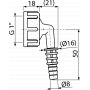 Штуцер для подключения шланга Alcaplast P0049-ND G1"/8–16