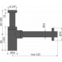 Сифон для раковины Alcaplast A400BLACK Ø32 DESIGN, цельнометаллический, круглый черный
