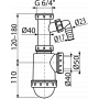 Сифон для мойки с накидной гайкой 6/4" и штуцером A443P-DN50/40 Alcaplast