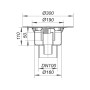 Трап HL317/1 с вертикальным выпуском DN110, с решеткой из нержавеющей стали 138x138мм